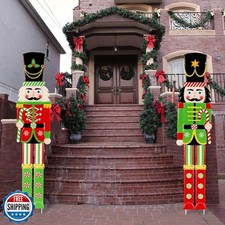Gisafai 2 Pcs 6ft Large Metal Christmas Nutcracker Outdoor Decoration, Giant