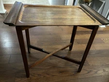 Vintage Wooden Serving Tray W/Folding Stand Poss Biltmore Industry tray table