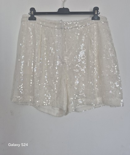 F & F Ivory Sequin Shorts Size 16