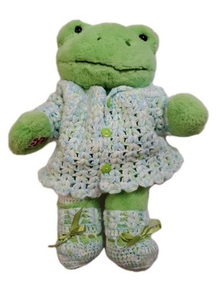 Build A Bear Workshop Frog With Crocheted Clothes And Shoes