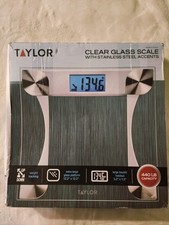 Taylor Clear Glass Digital Bathroom Scale Stainless Steel Accents 7595W