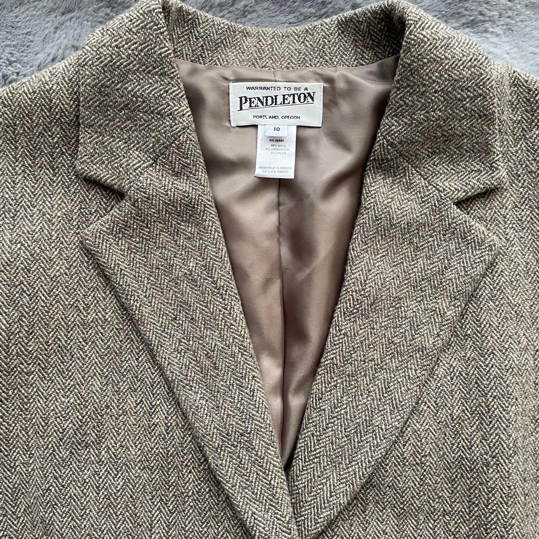Pendleton Wool Herringbone Tweed Tailored Jacket … - image 3