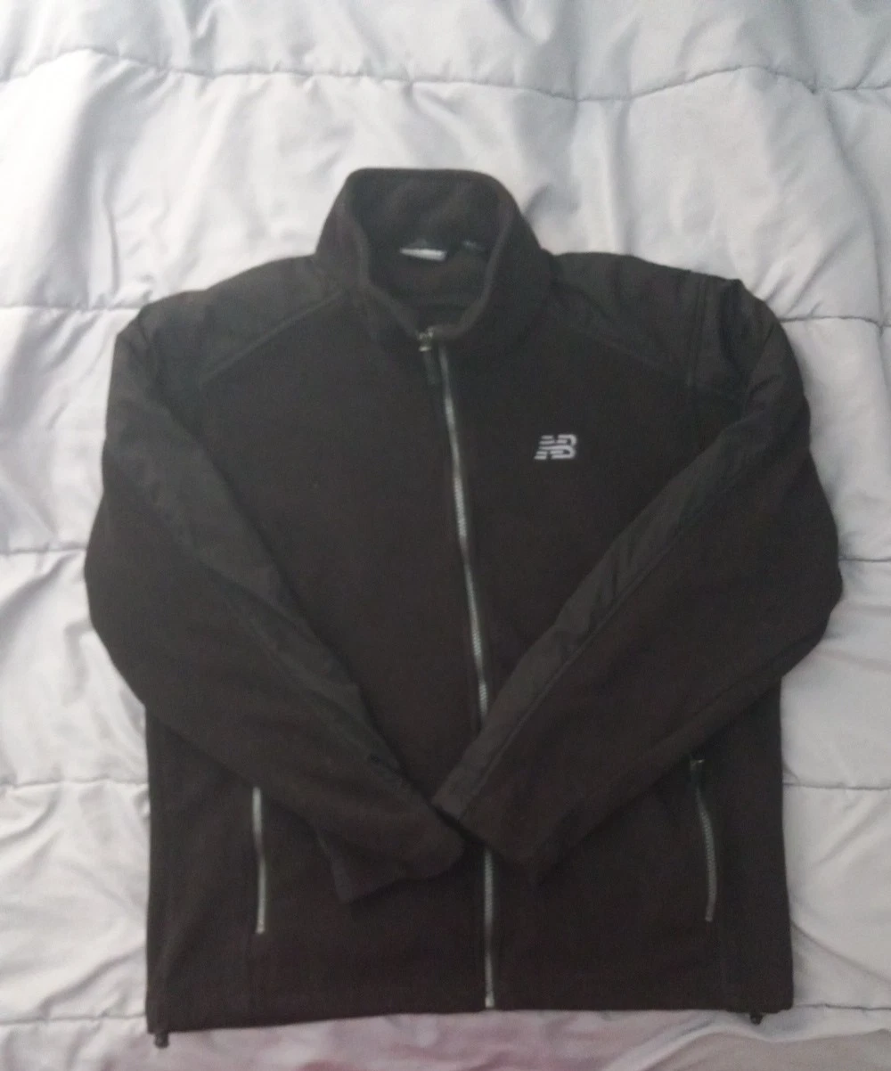 New Balance Men’s Black Fleece Fall/Winter Jacket Full Zip Athletic Fit Size L