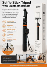 EUCOS Selfie Stick Tripod Bluetooth Remote 360  Rotation Aluminum Alloy 32in