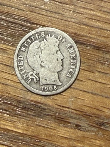1906 D Barber Silver Dime 10c  as Pictured 90% Very Good