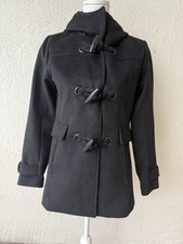 PENDLETON Women's Black Wool Blend Coat Hooded Jacket Toggle Buttons Snaps XS