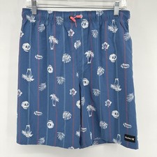 Hurley Boys XL Blue Tropical Skull Palm Tree Swim Trunks Board Shorts NWT