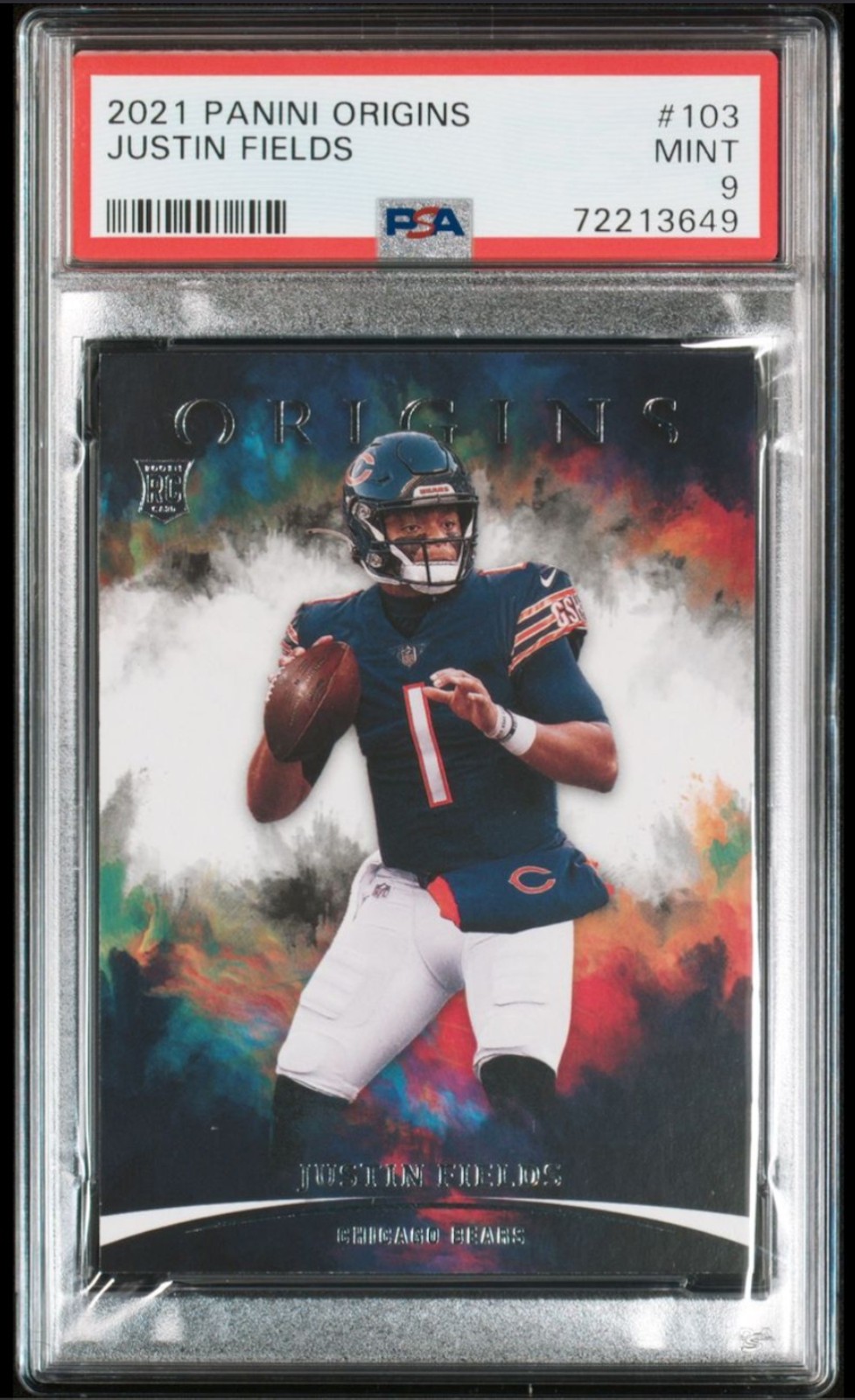 2021 PANINI ORIGINS #103 JUSTIN FIELDS RC CHICAGO BEARS ROOKIE MINT PSA 9