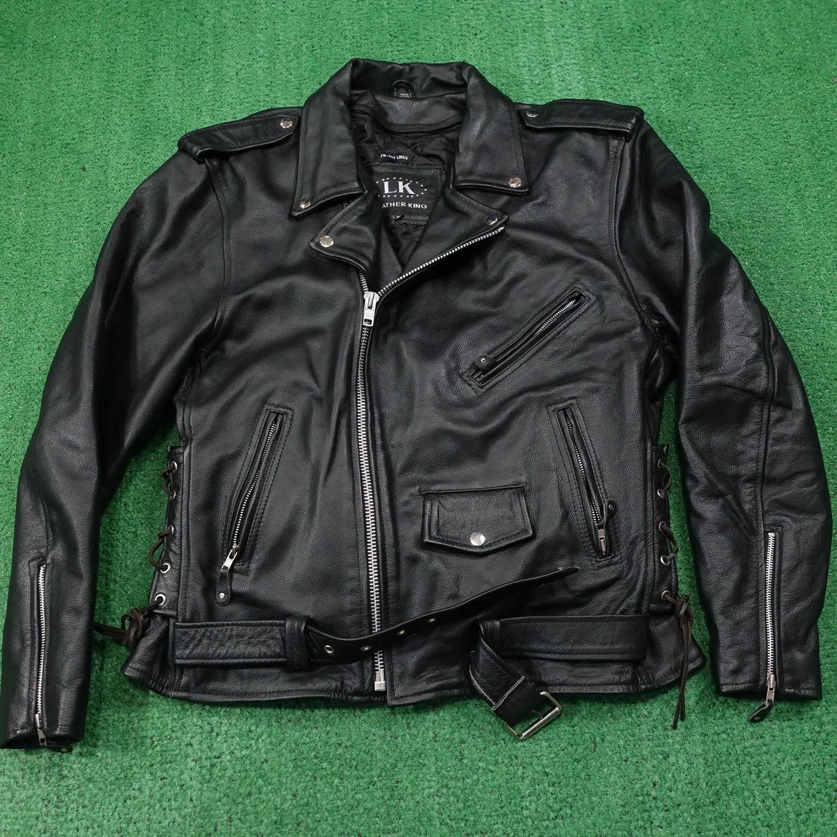 ジャケット・アウター King Vintage Black Leather Biker Jacket King Leather Outer Shell Coats, Jackets & Vests for Men for Sale