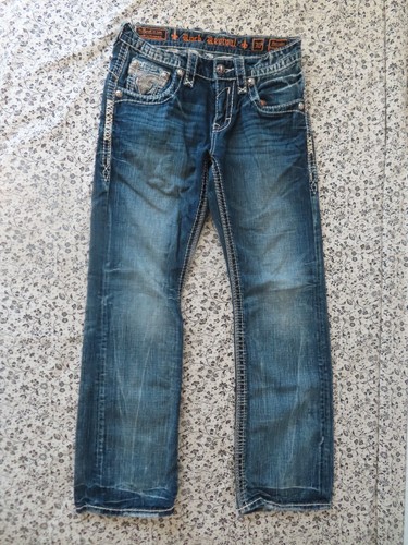 Rock Revival Hercules Relaxed Straight Jeans Blue Denim Size 30 (30x30) - Afbeelding 1 van 11