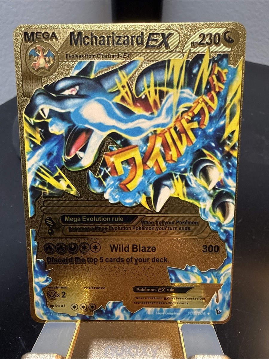 Mcharizard EX Mega M Charizard Gold Foil Fan Art Pokemon Card 108/106 230HP  NM