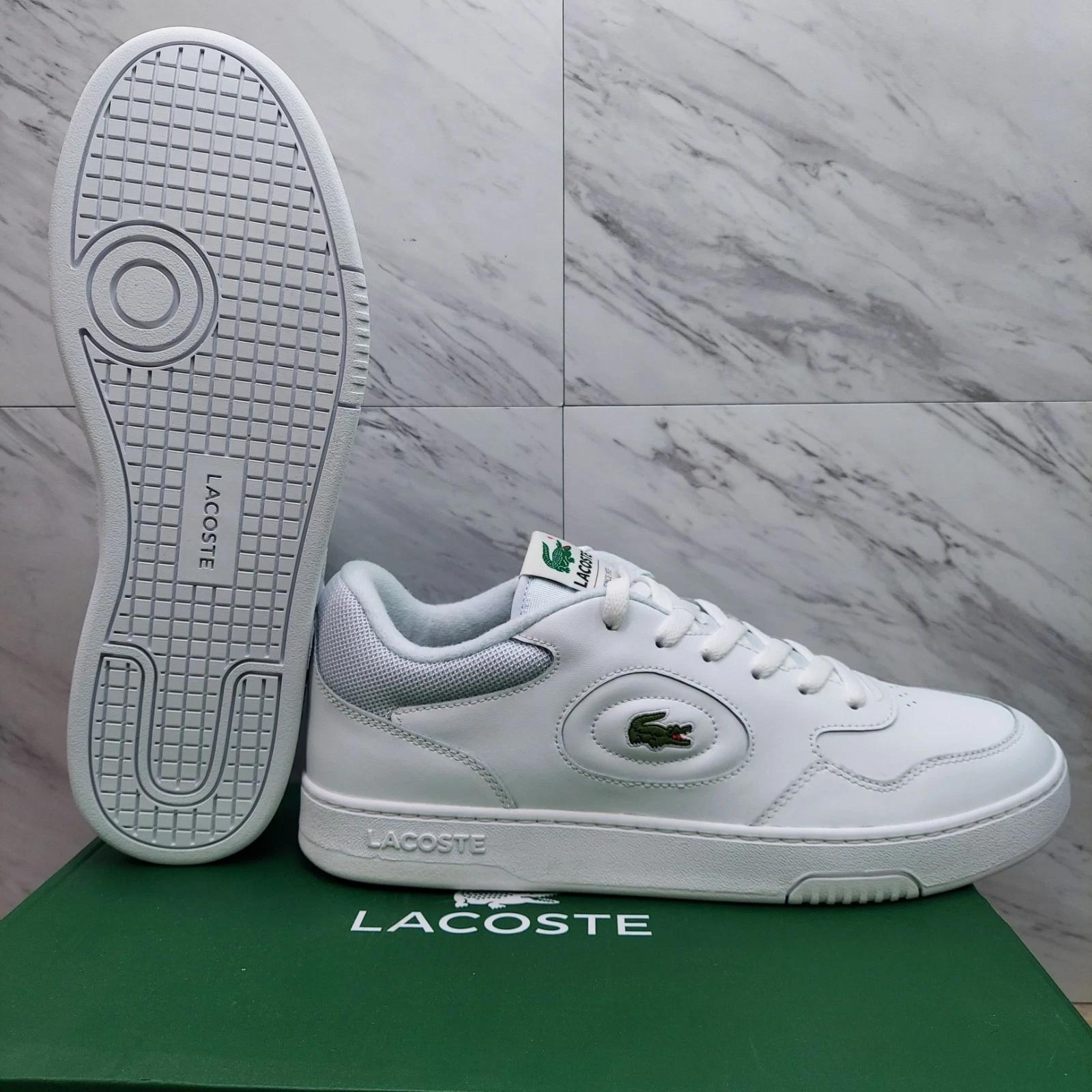 Lacoste Lineset Leather Size 8 Men's White / White Lifestyle Sneakers 223 SMA