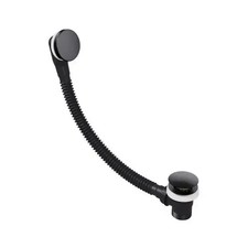 Matt Black Bathroom Pop-Up Bath Waste & Overflow Black waste Round Click Clack
