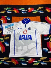 Camiseta de fútbol Joma Atlético Celaya y Puebla FC blanca azul doble equipo colores
