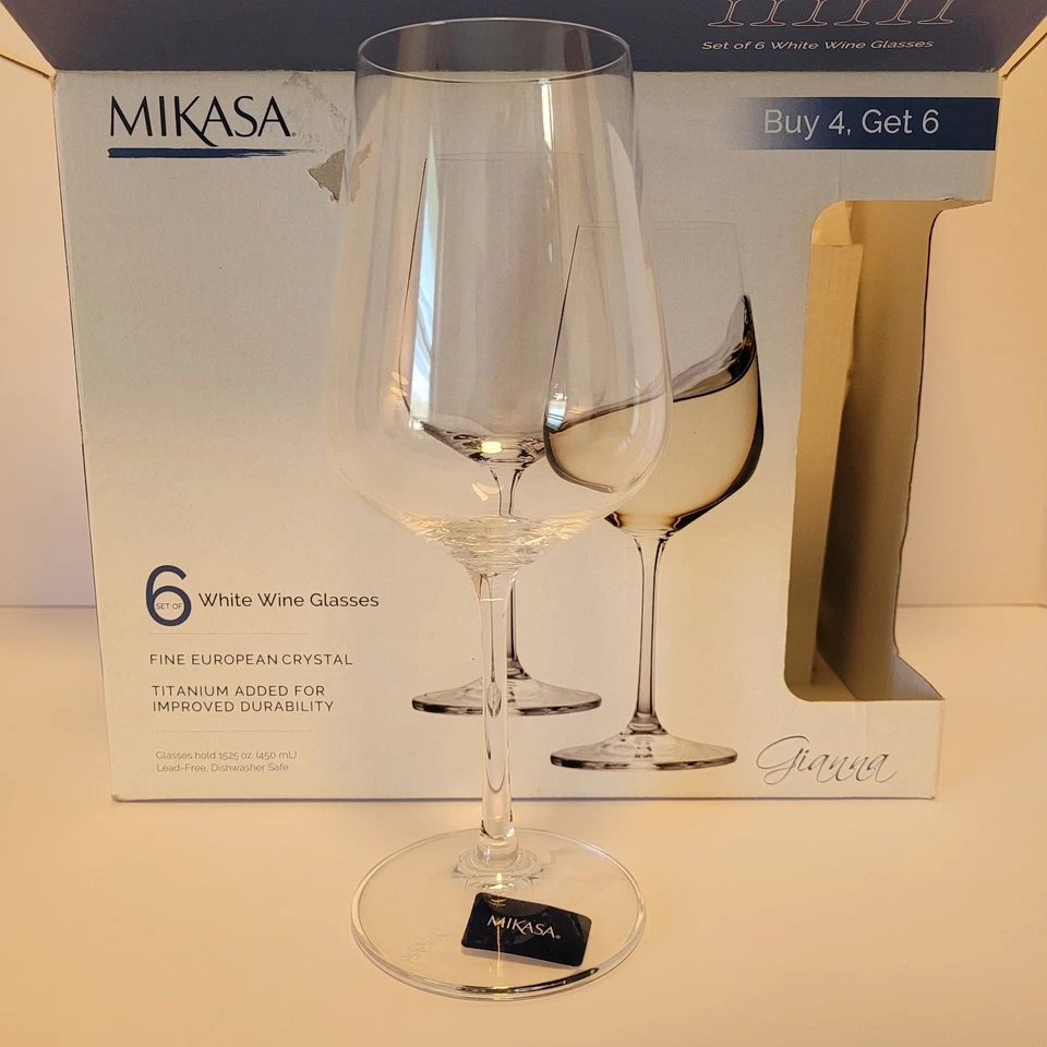 Juego de 6 piezas de cristal de vino blanco Mikasa Gianna 8 7/8" 15,25 oz. Foto 3 de 4