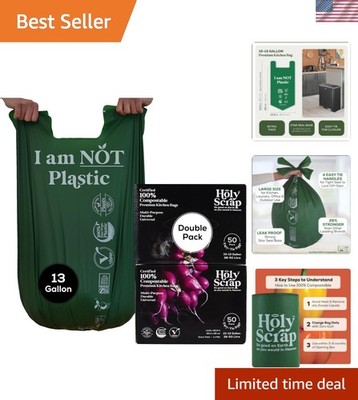 Large Compostable Trash Bags - 10-13 Gallon, 100 Pack, 100% Plastic-Free Deco...