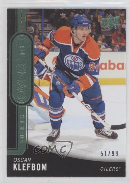 2014 Upper Deck Overtime Rookies Emerald 51/99 Oscar Klefbom #60 Rookie RC av1