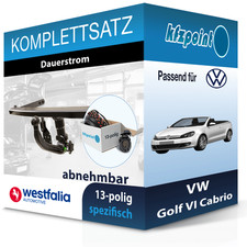Für VW Golf VI Cabrio 06.11- WESTFALIA Anhängerkupplung abnehmbar + 13polig neu