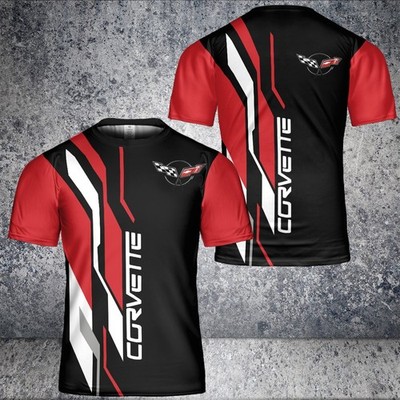 Custom Name - Men's CORVETTE C5 Logo Racing Red/Black - All Size