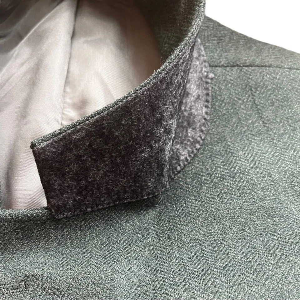 Винтажный шерстяной блейзер Loro Piana темно-сосновый зеленый роскошный мужской 44R сделано в США - Изображение 4 из 4