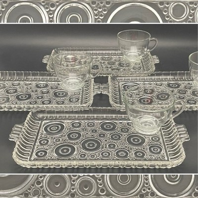 Anchorglass Bubble Colonial Lady 8pc Luncheon Serva-Snack Set c1950s Made in USA
