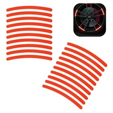 20PCS Car Wheel Stripe Reflective Stickers, Auto Wheel Reflective Red