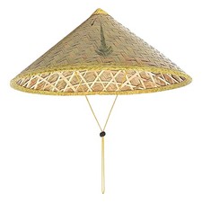 Retro Chinese Bamboo Rattan Straw Fishing Camping Hat With Adjustable Chin Strap