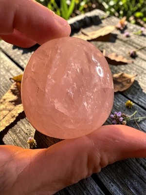 Rose Quartz Palm Stone | Polished Pink Healing Crystal for Self Love, Meditation