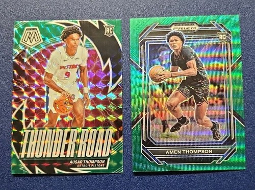 2023-24 Panini Mosaic Ausar Thompson Thunder Road + Draft Picks Green Wave Prizm