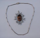 TAXCO Mexico 925 Sterling Striking "Tiger's Eye Pendant" + Necklace Chain 79g