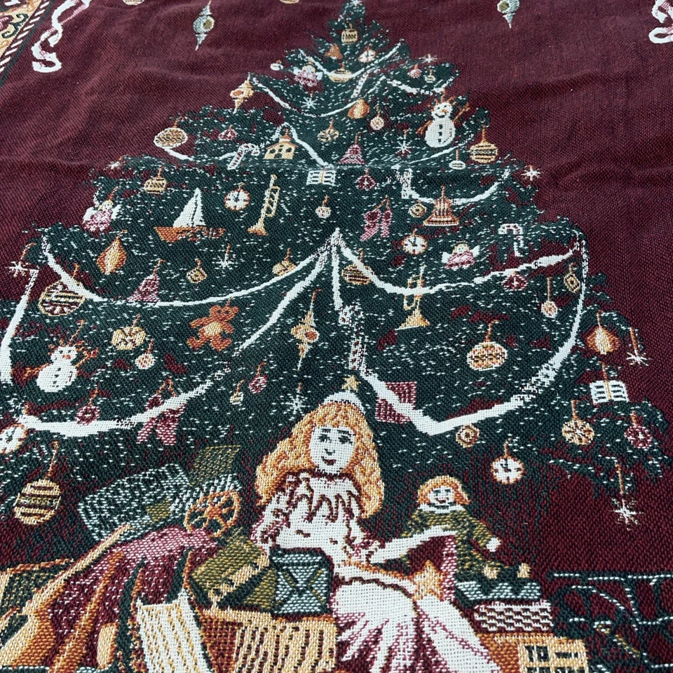 Woven Christmas Tree Throw Blanket Tapestry Goodwin Weavers USA 64x46” Cotton - Image 3 of 4