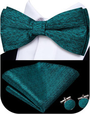 Bow Ties for Men Pre-Tied Pocket Square with Cufflinks Mens Bowtie Sets for Wedd
