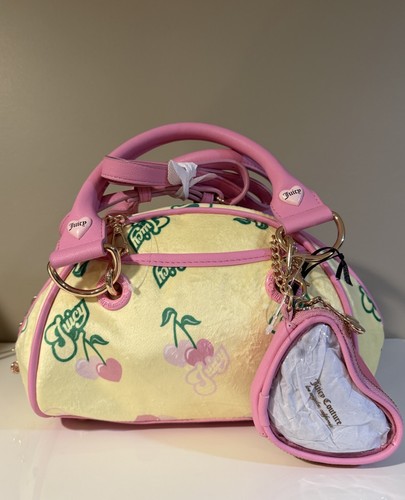 Juicy Couture Retro Juicy Cherry Gelato Satchel Crossbody Bag Yellow Iris Multi