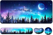 4 in 1 Mouse Pad and Keyboard Wrist Rest,Large Desk Mat,Coaster Set-Forest