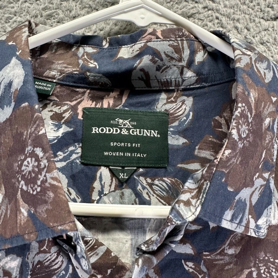 Camisa con botones Rood & Gunn para hombre XL multicolor floral algodón tejida Italia informal Foto 3 de 4