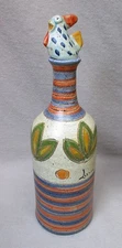 Vtg Mid Century Italian Decorated Pottery Bottle Ivo Lazzaretti (Lazzaro) 2 of 3