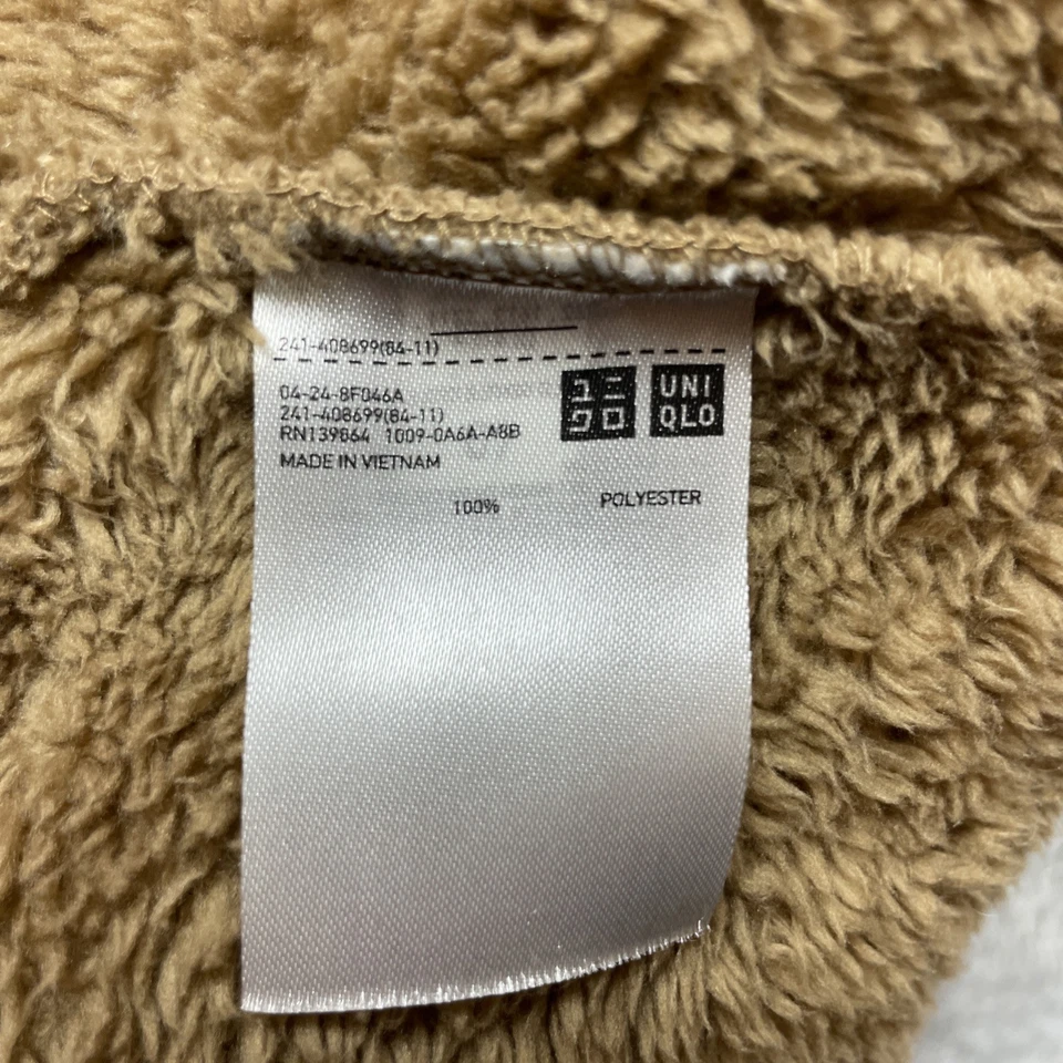 Chaqueta polar de hilo mullido Uniqlo para mujer XL color camel tostado cremallera completa bolsillos de peluche Foto 4 de 4