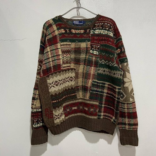 Ralph Lauren Patchwork Hand Knit Sweater Nordic