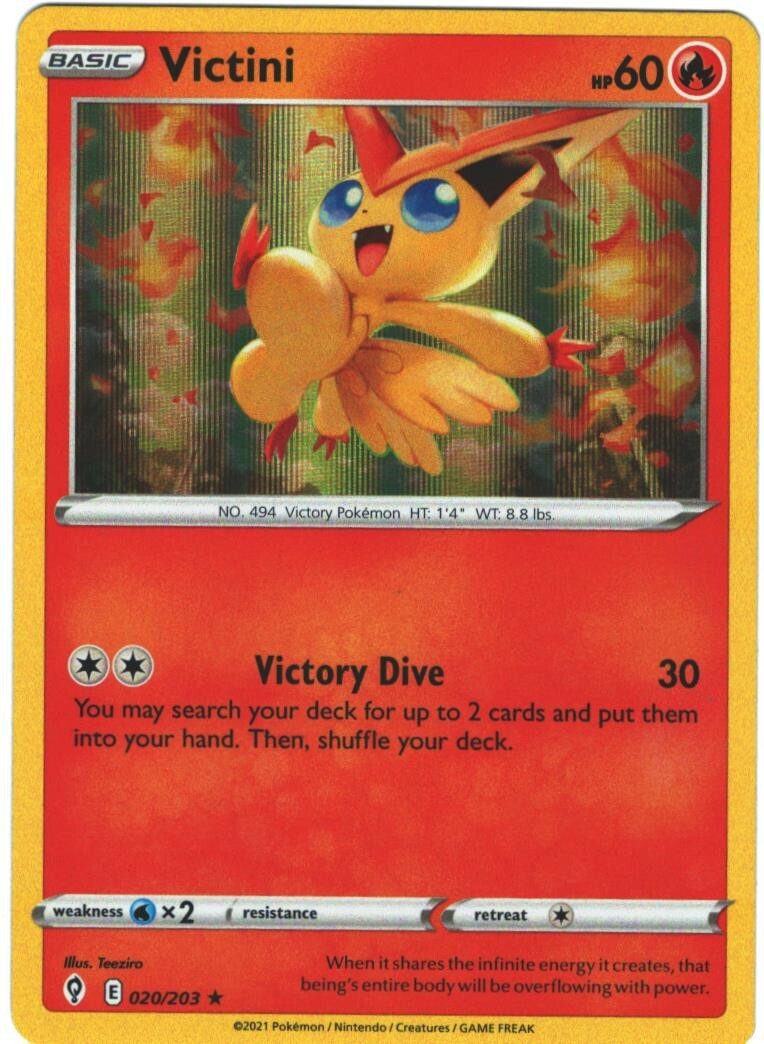 Victini 20/203 Evolving Skies Holo Rare Pokemon Card TCG 020/203 Pokémon