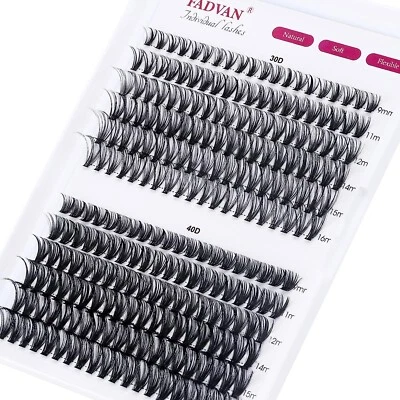 FADVAN Cluster Eyelash Extension Individual Lashes 240 Cluster 30D+40D Mixed 9-16mm