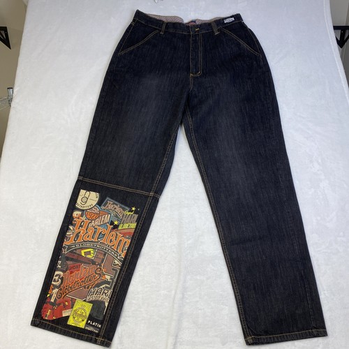 Fubu Harlem Globetrotters Herren Jeans 36x34 Platinum LE Schwarz Neu ohne Etikett