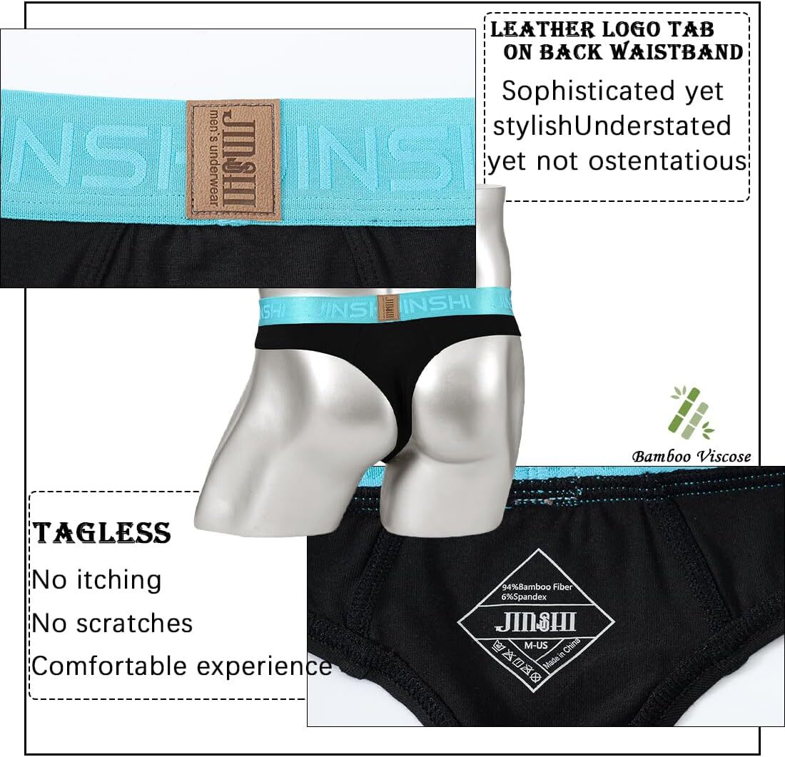Men's Low-Rise Thongs Underwear - Comfy Gentle T-Back, Bulge Pouch G-Strings