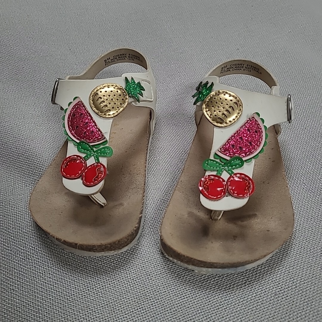 Toddler Kelly & Katie Fruit Sandals Size 9 Hook And Loop Closure