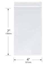 100  4" x 7" Reclosable Bags 2-MilL Clear Zip Lock Zipper Seal Jewelry Baggies