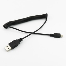 1pc USB 2.0 A Male to Mini 5 Pin Male Plug Spiral Coiled Connector Cable Cord
