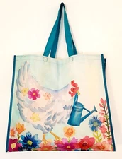 Home Goods Shopping Bag Reusable Tote Chicken Watering Can Flowers Floral Boho!