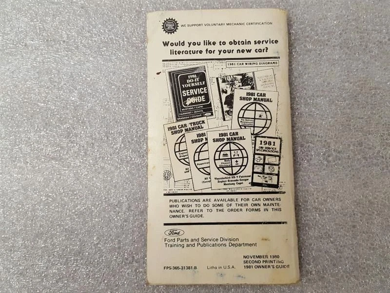 1981 MERCURY ZEPHYR Owners Manual 15919 - Image 2 of 3