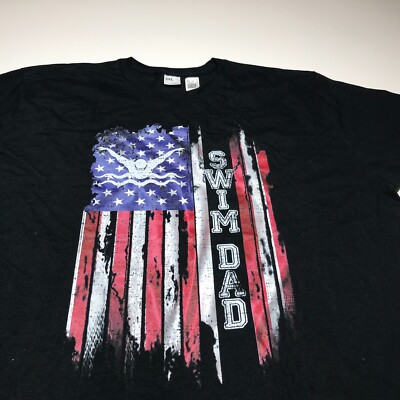 Amazon Merch T-Shirt Mens Size 3XL Swim Dad American Flag Short Sleeve NWT 