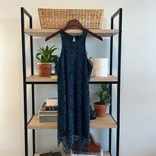 NWT Express Flower Lace Teal Woven Dress, S