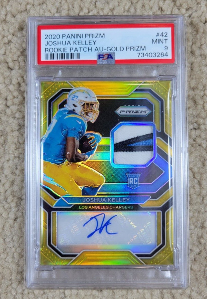 Joshua Kelley Panini Prizm Rookie Patch Autographs #42 Gold Prizm